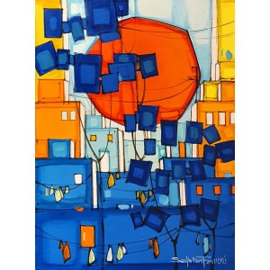 Salman Farooqi, 12 x 16 Inch, Acrylic on Canvas, Cityscape Painting, AC-SF-415